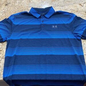 Under Armour Men's Polo in Blue and Black Stripes